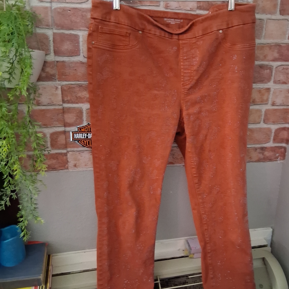 Chico's Orange Straight Leg Pants Corduroy